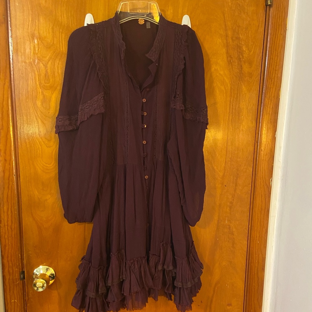 Free People FP One Burgundy Long sleeve Mini Dress